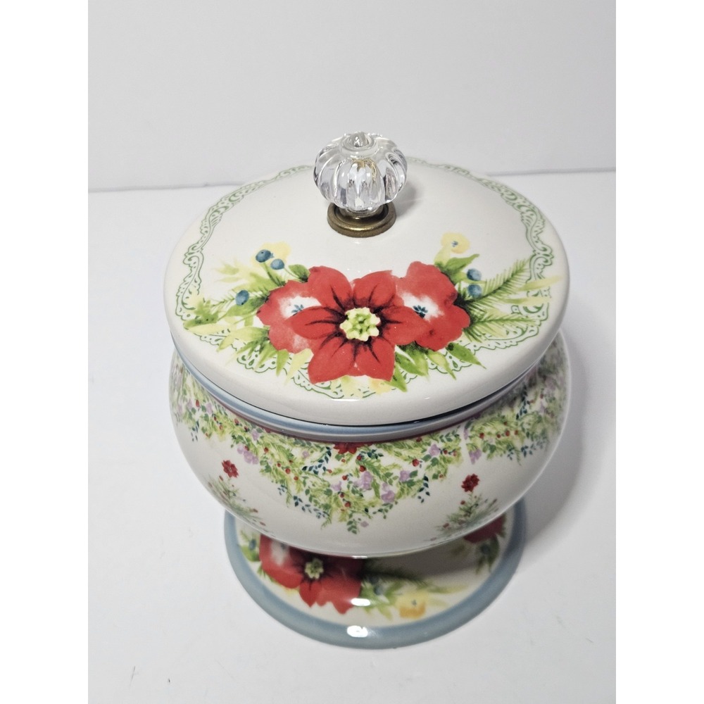 The Pioneer Woman Holiday Cheer Pedestal Candy Dish Christmas Canister Jar - Picture 6 of 11